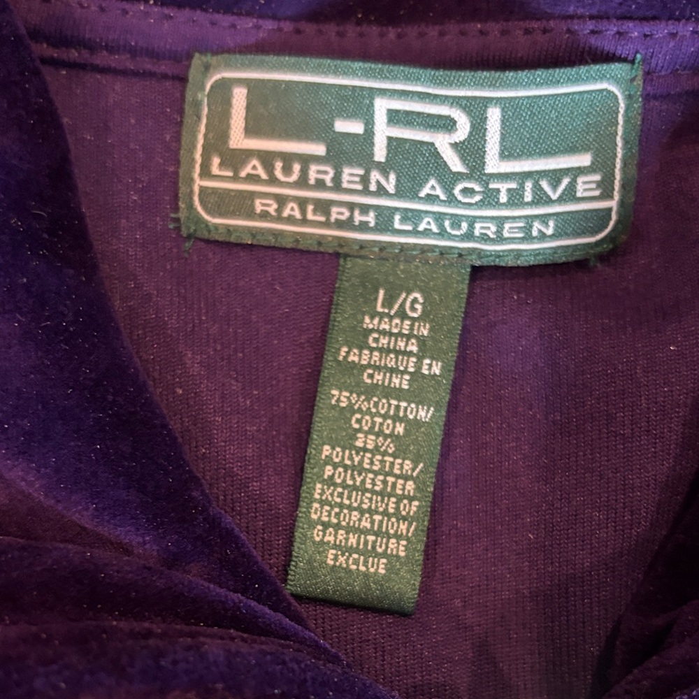 Ralph Lauren Deep Purple Activewear zip up light weight jacket - velvet type - Picture 2 of 8